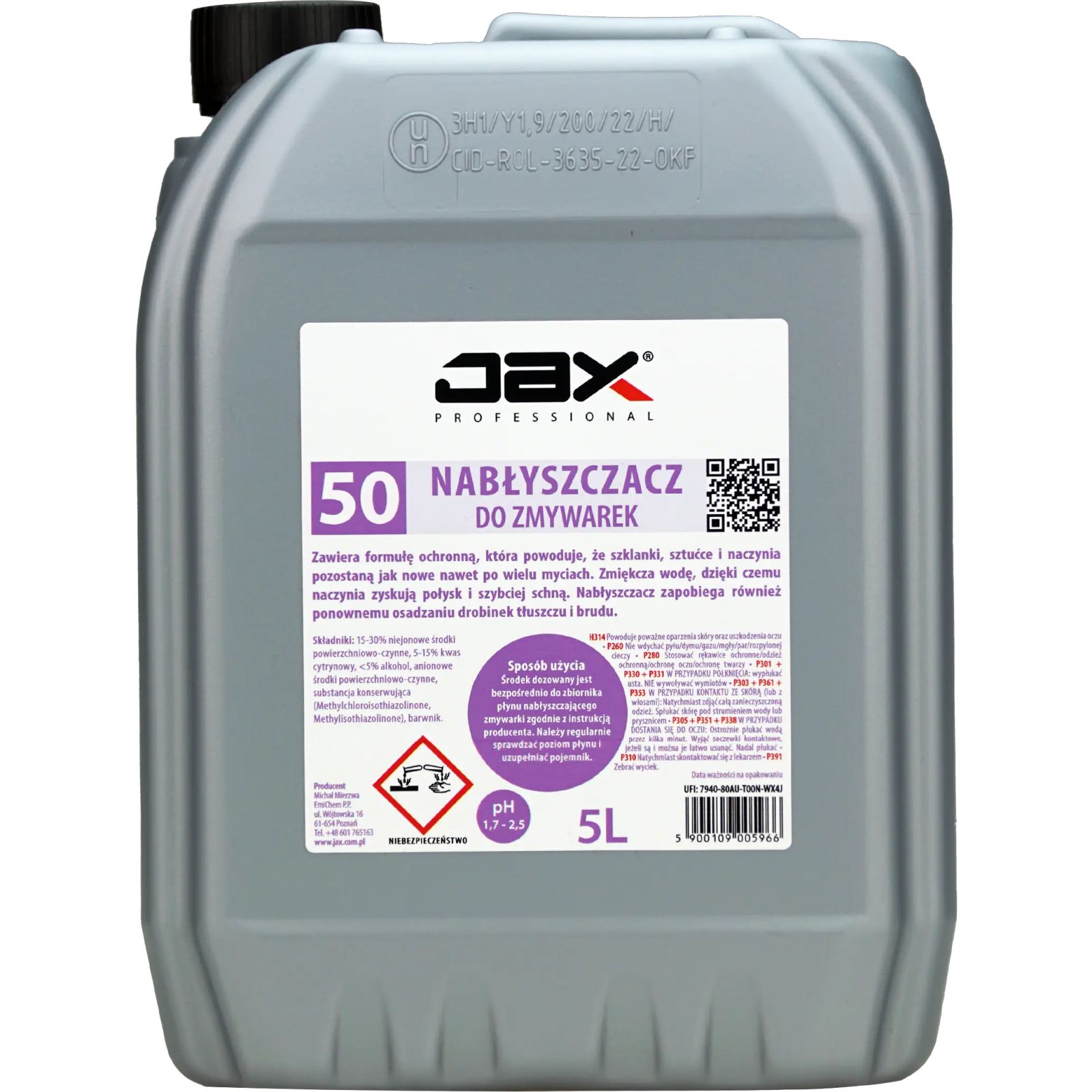 Ополіскувач для посудомийних машин JAX Professional ''50'' 5л